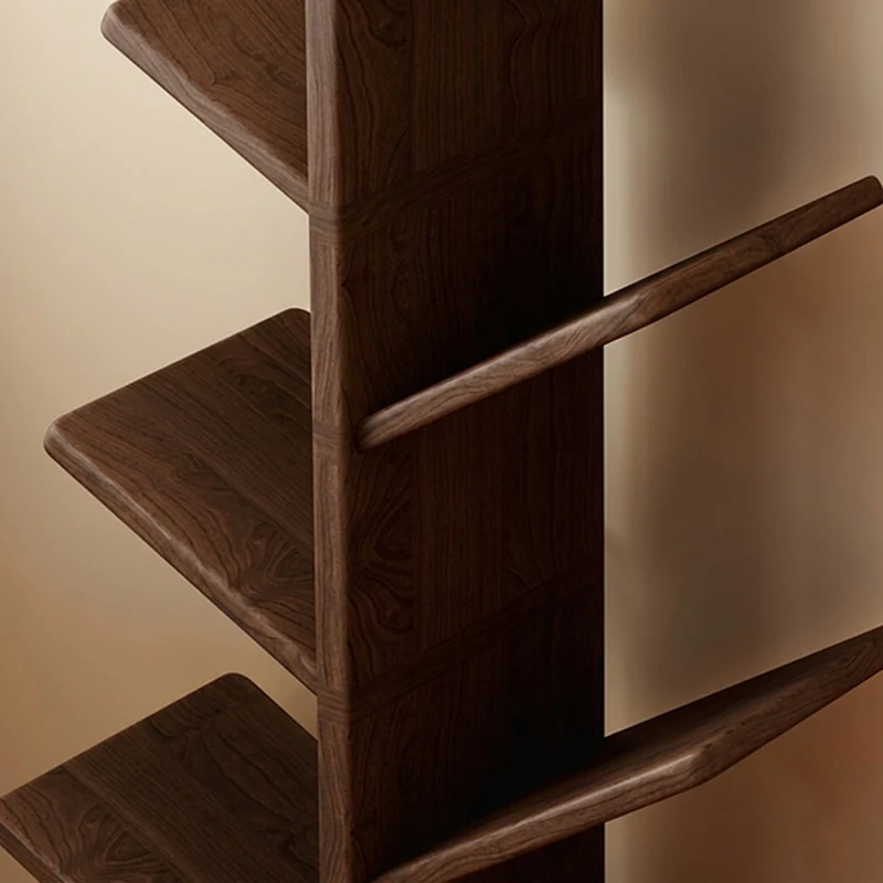 Contemporary Creative Large Capacity Christmas Tree Rubberwood Floor-Standing Bookshelf 8-Shelf For Study