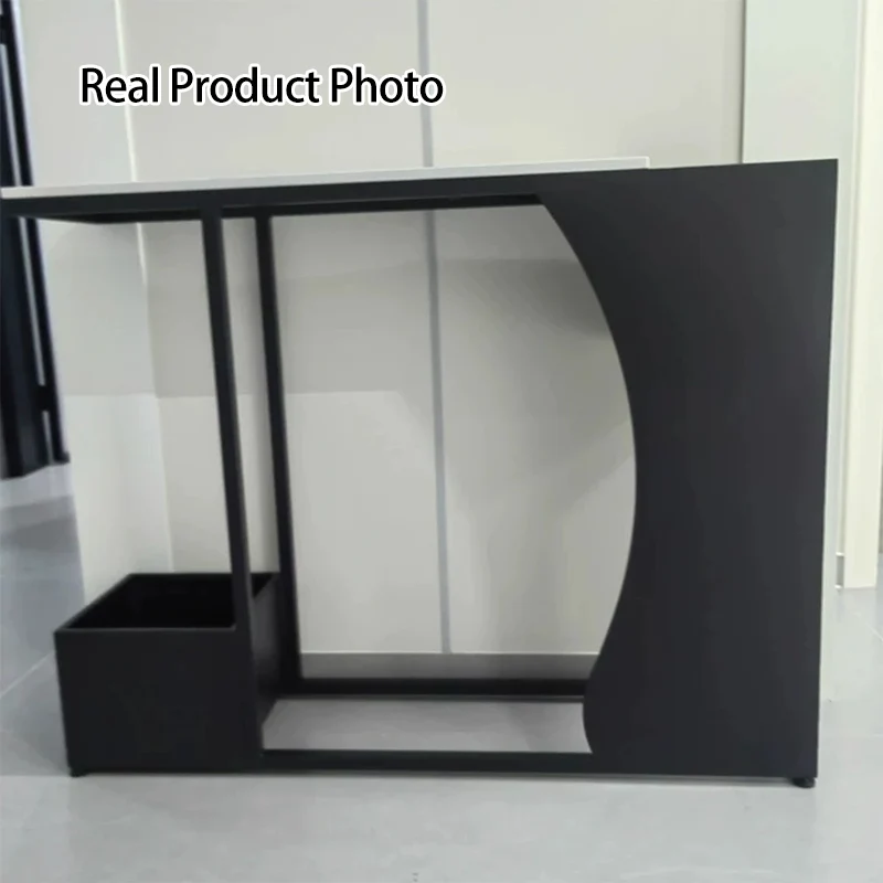 Modern Minimalist Ultra-Narrow Geometric Iron Marble Console Table 2-Tier For Entryway