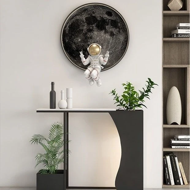 Modern Minimalist Ultra-Narrow Geometric Iron Marble Console Table 2-Tier For Entryway
