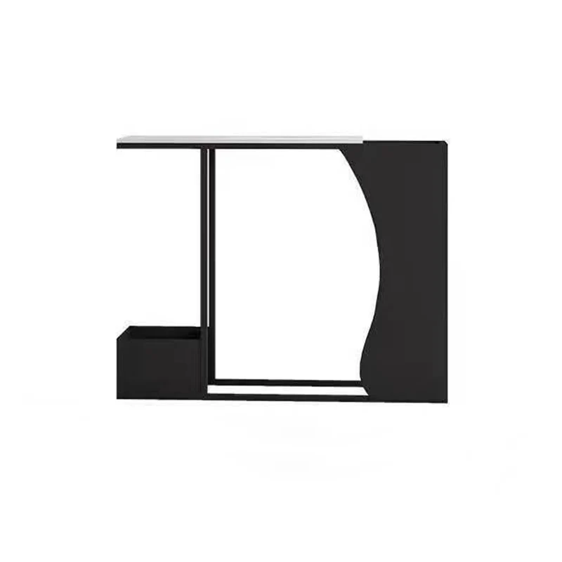 Modern Minimalist Ultra-Narrow Geometric Iron Marble Console Table 2-Tier For Entryway