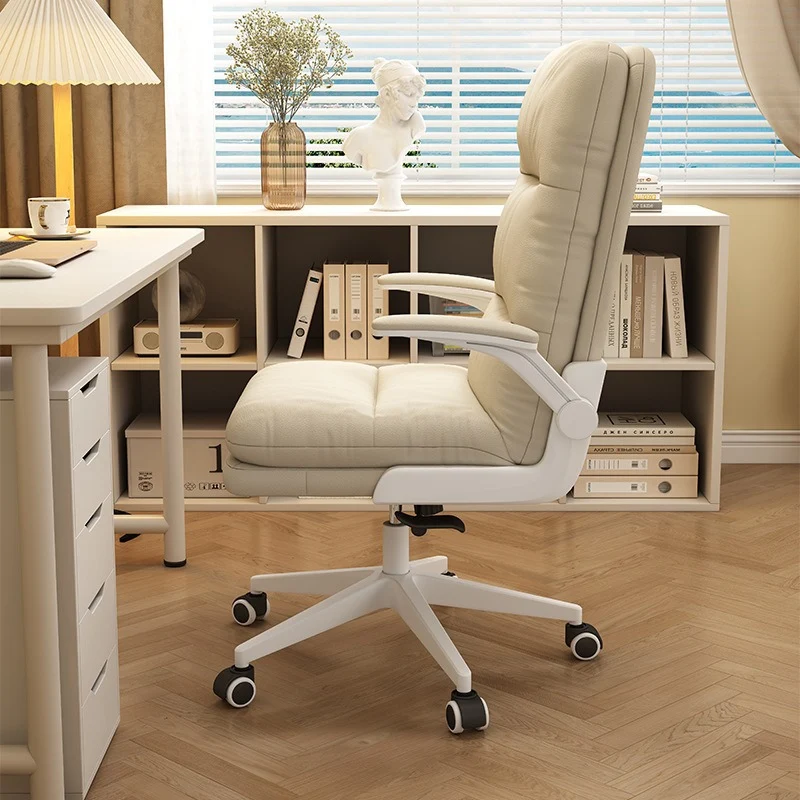 Modern Minimalist Rectangular Faux Nappa Leather Nylon Desk Chair Backrest Armrest For Home Office