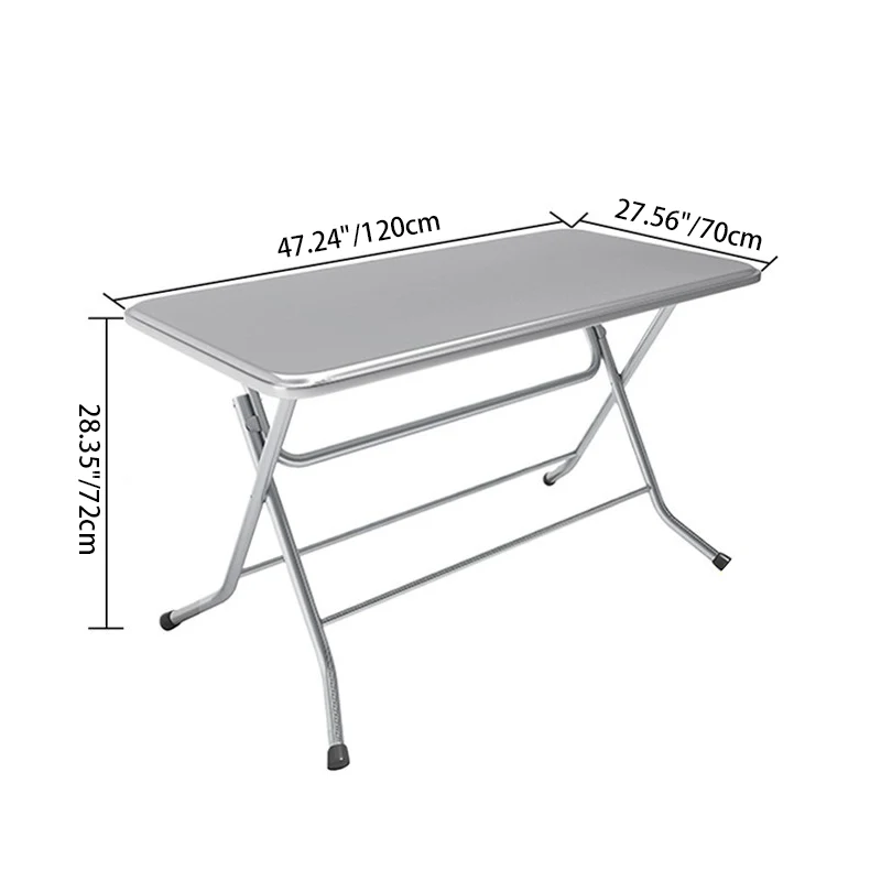 Contemporary Industrial Double-Layer Stainless Steel Rectangular Folding Dining Table & Chair Set For Restaurant
