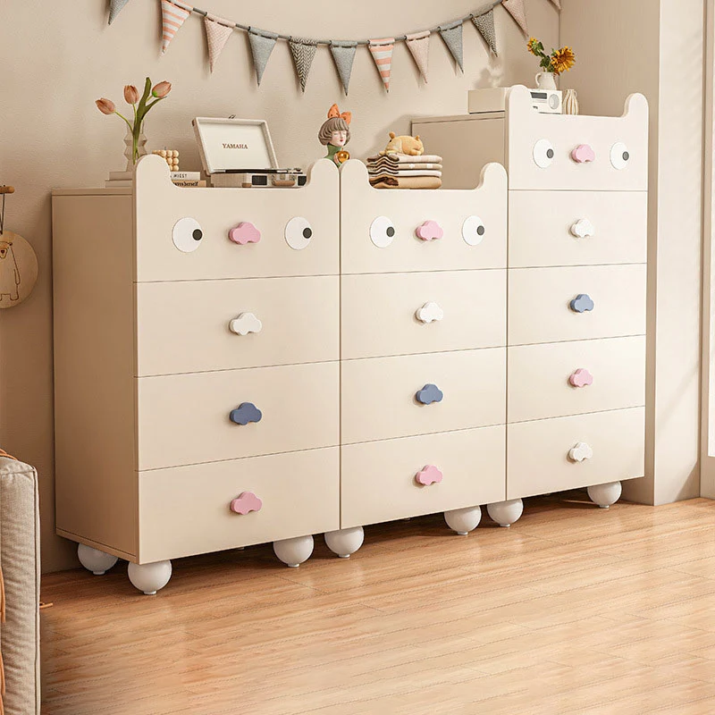 Modern Minimalist Square Rectangular Solid Wood Eco Board Three-ply Plywood Kids Storage Cabinet 2/4/5-Drawer For Living Room