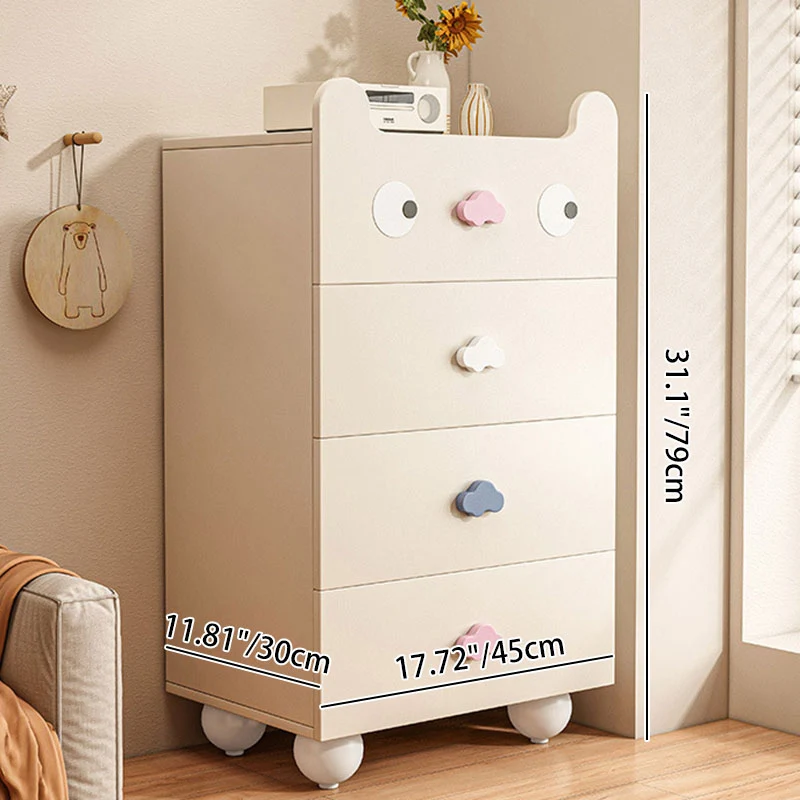 Modern Minimalist Square Rectangular Solid Wood Eco Board Three-ply Plywood Kids Storage Cabinet 2/4/5-Drawer For Living Room
