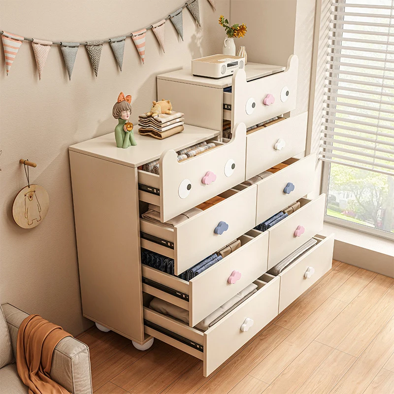 Modern Minimalist Square Rectangular Solid Wood Eco Board Three-ply Plywood Kids Storage Cabinet 2/4/5-Drawer For Living Room