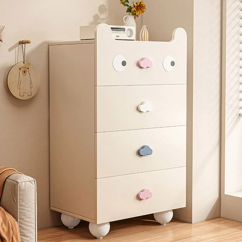 Modern Minimalist Square Rectangular Solid Wood Eco Board Three-ply Plywood Kids Storage Cabinet 2/4/5-Drawer For Living Room