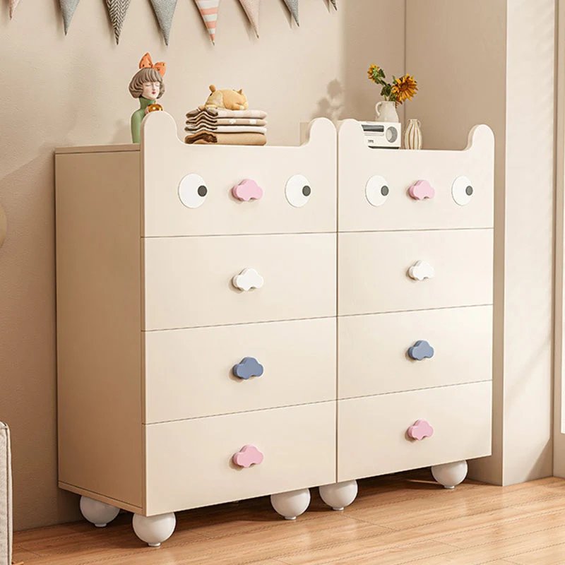 Modern Minimalist Square Rectangular Solid Wood Eco Board Three-ply Plywood Kids Storage Cabinet 2/4/5-Drawer For Living Room