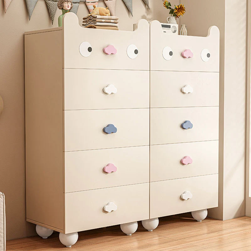 Modern Minimalist Square Rectangular Solid Wood Eco Board Three-ply Plywood Kids Storage Cabinet 2/4/5-Drawer For Living Room