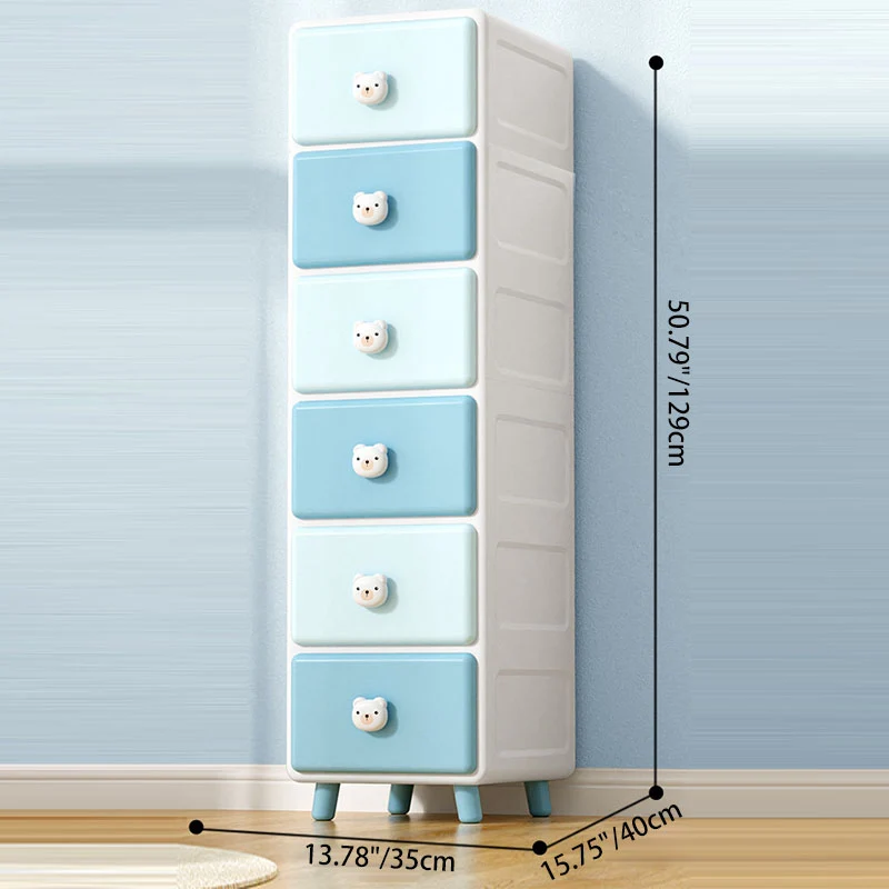 Modern Minimalist Square Rectangular Plastic PP Rabbit Bear Kids Storage Cabinet 2/3/4/5/6-Tier For Living Room