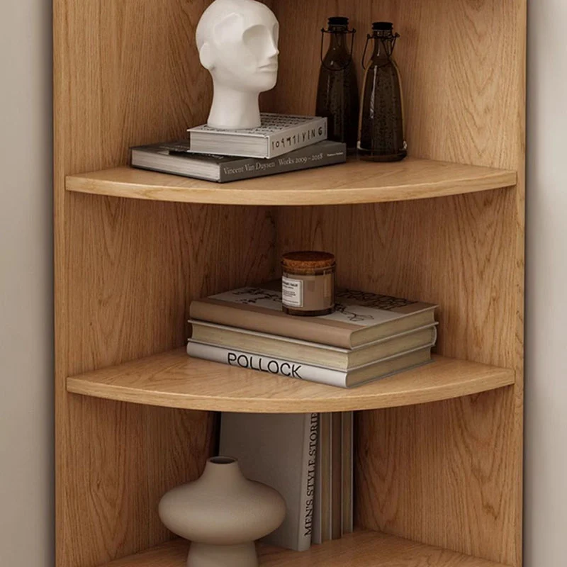 Modern Minimalist Fan-shaped Particle Board Corner Shelf Unit 5-Tier For Living Room