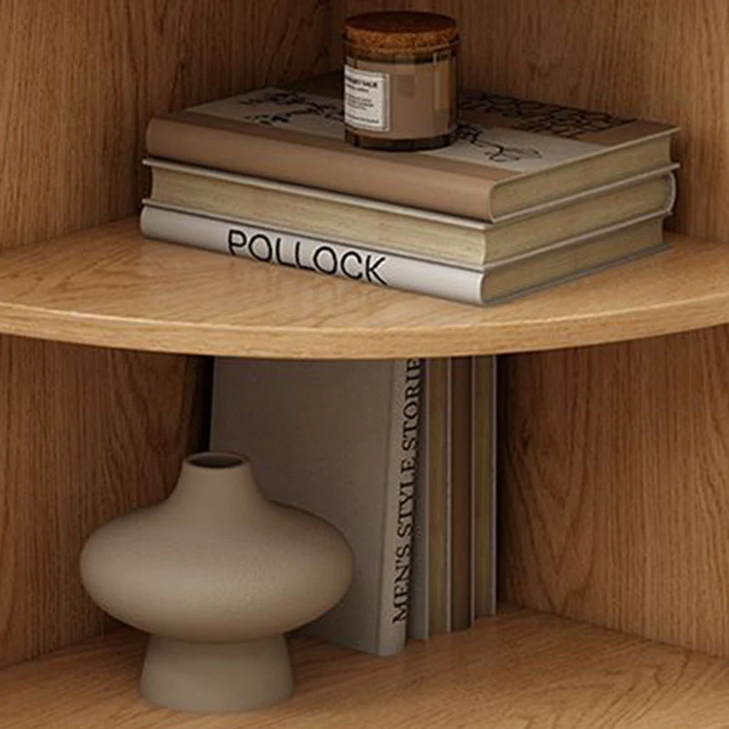 Modern Minimalist Fan-shaped Particle Board Corner Shelf Unit 5-Tier For Living Room