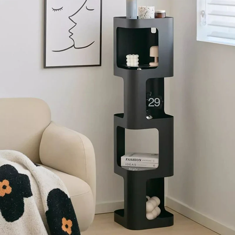 Contemporary Nordic Square Rectangular Carbon Steel Display Rack 4/5-Tier For Living Room