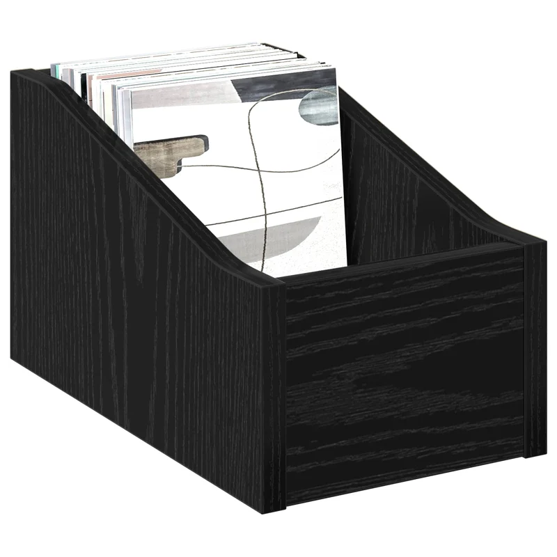 Caixa de Discos LP 2 unid. Carvalho Preto 18 x 32 x 18 cm