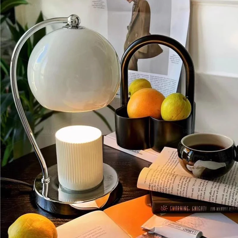 Contemporary Scandinavian Spherical Shape Iron Glass 1-Light Melting Wax Table Lamp For Bedroom