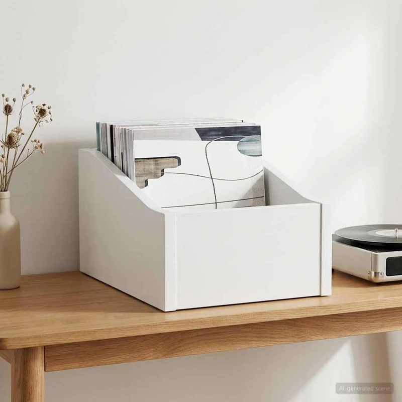 Caixa de Discos LP Branco 23 x 33 x 16 cm Derivados de Madeira
