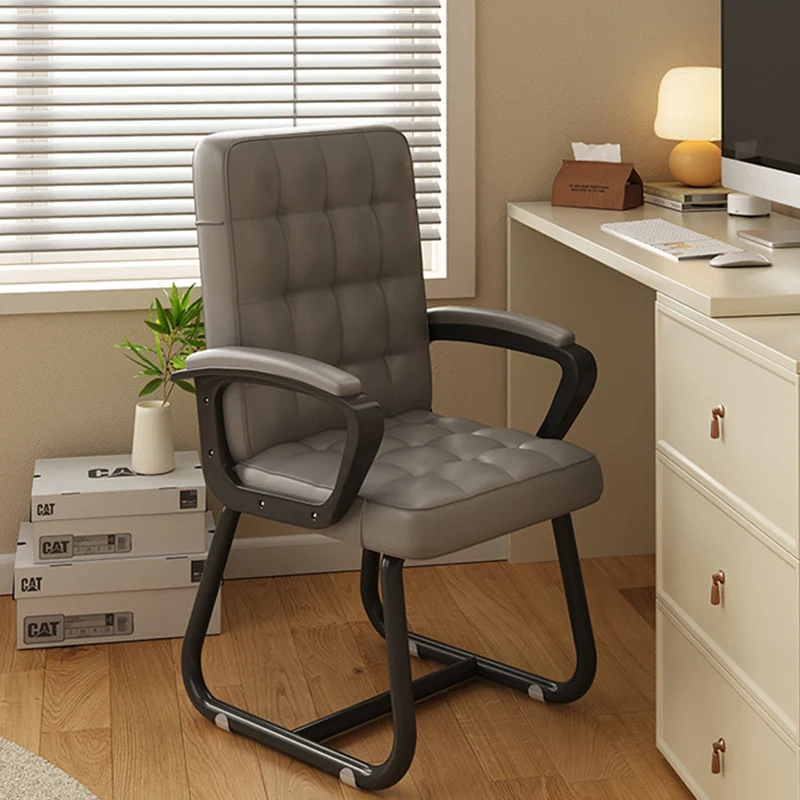 Modern Simplicity Rectangular PU Leather Carbon Steel Nylon Plywood Latex Desk Chair Backrest Armrest For Home Office