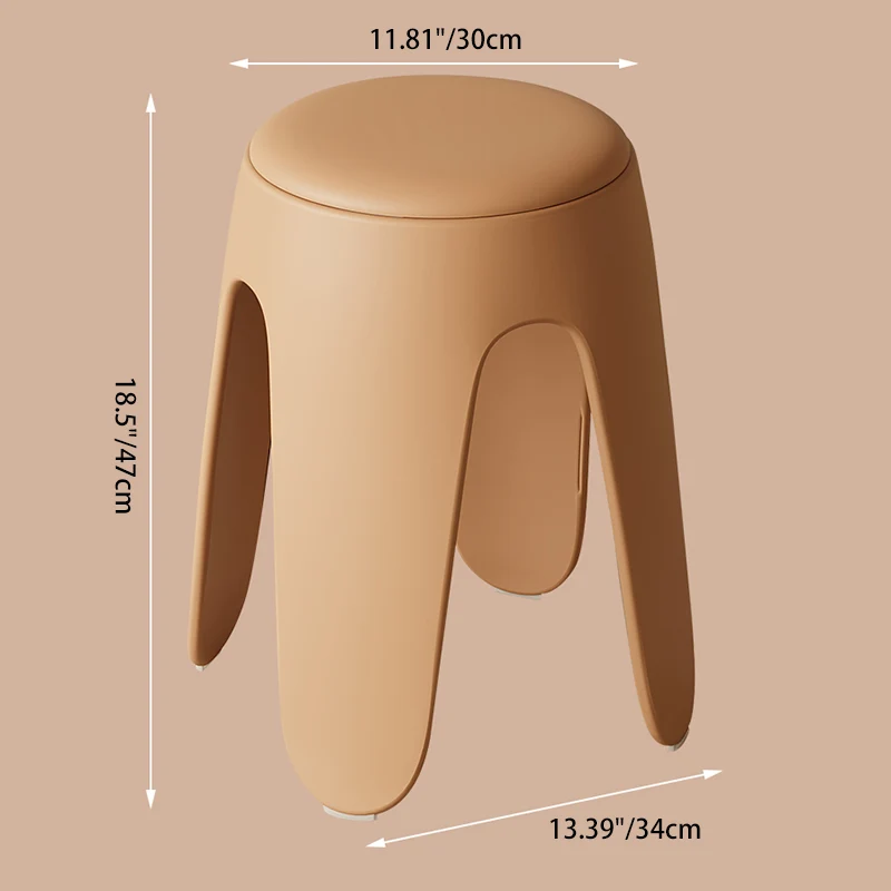 Contemporary Scandinavian Round PU Leather Upholstered Plastic Stackable Chair For Bedroom