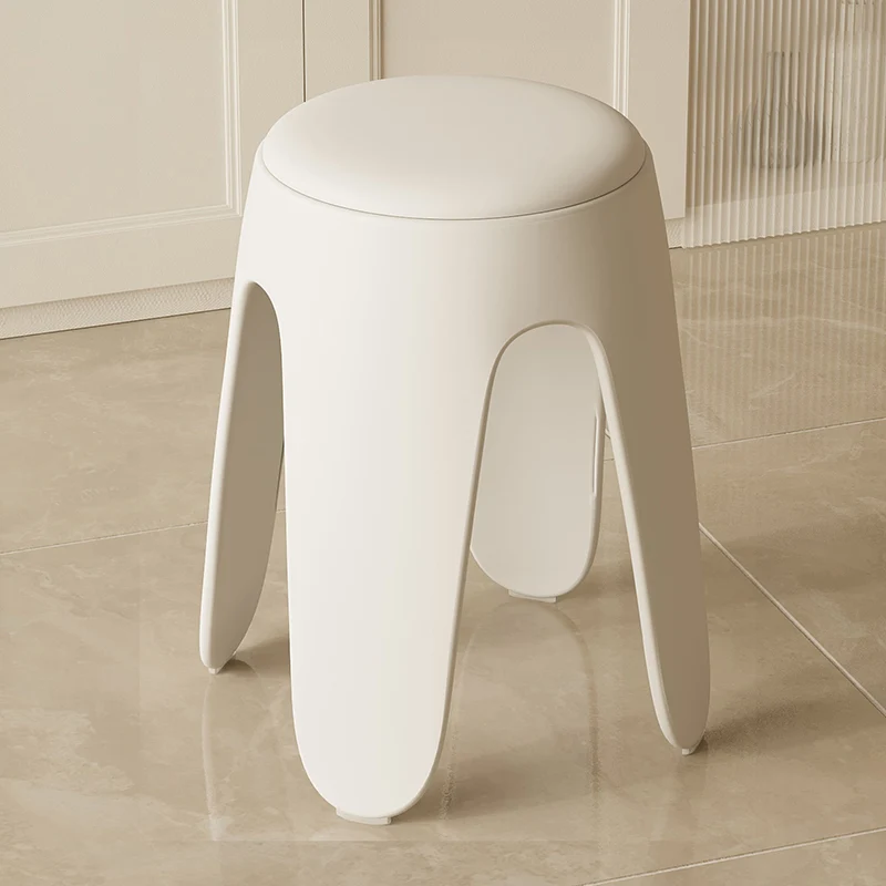 Contemporary Scandinavian Round PU Leather Upholstered Plastic Stackable Chair For Bedroom