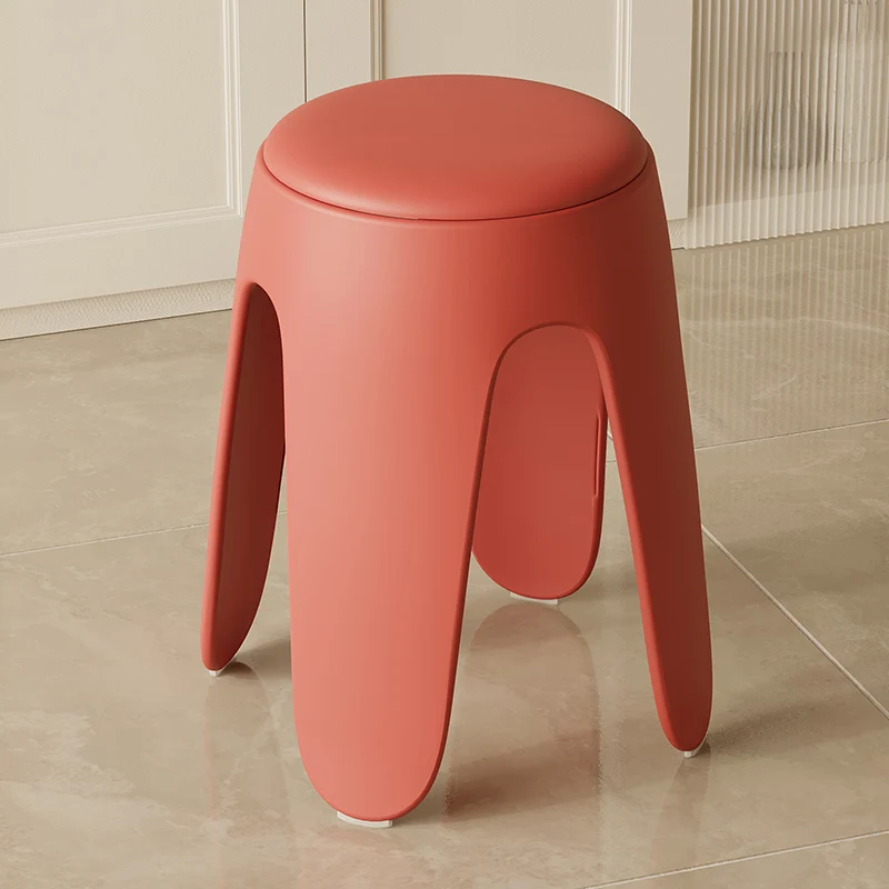 Contemporary Scandinavian Round PU Leather Upholstered Plastic Stackable Chair For Bedroom