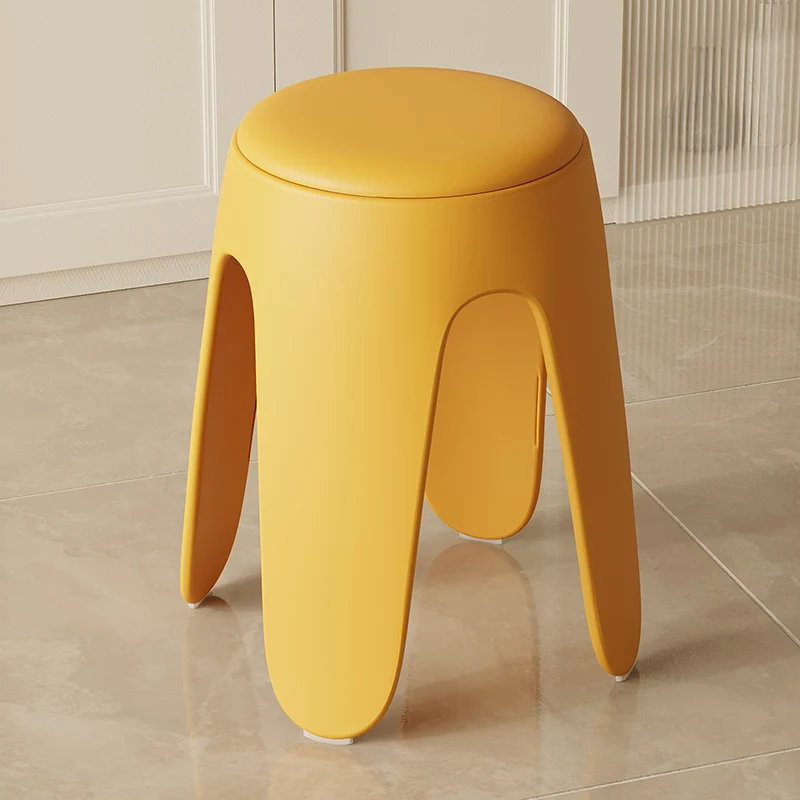 Contemporary Scandinavian Round PU Leather Upholstered Plastic Stackable Chair For Bedroom