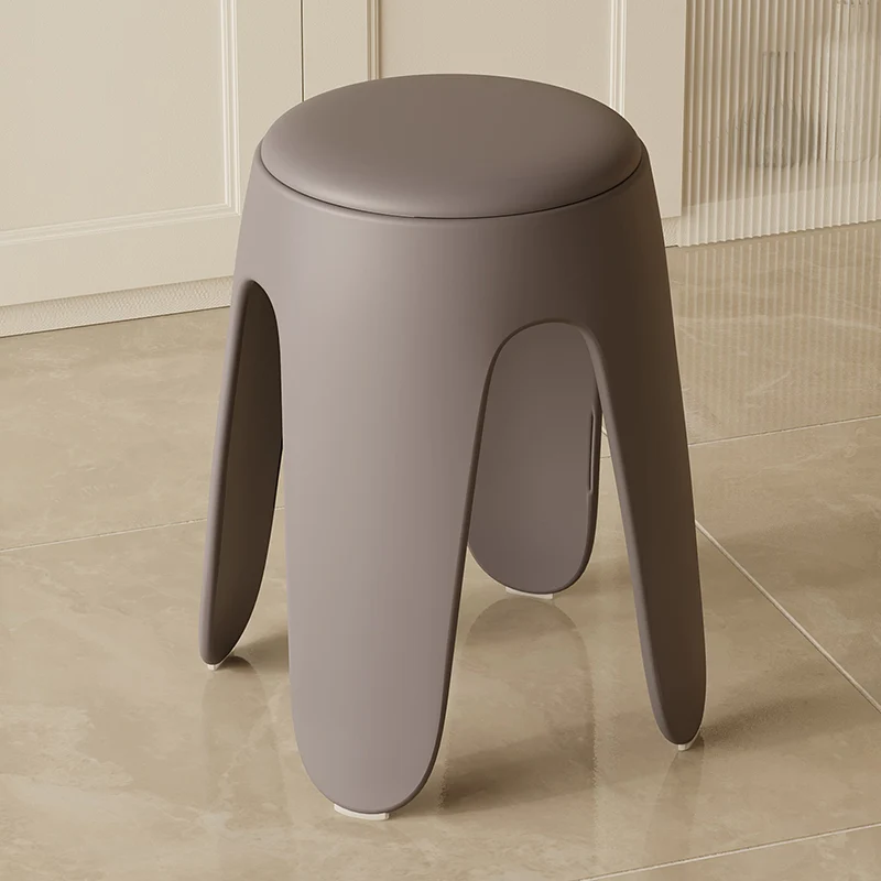 Contemporary Scandinavian Round PU Leather Upholstered Plastic Stackable Chair For Bedroom