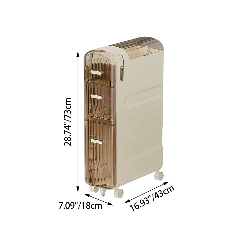 Modern Minimalist Rectangular PP Storage Cabinet 2/3/4-Drawer For Kitchen