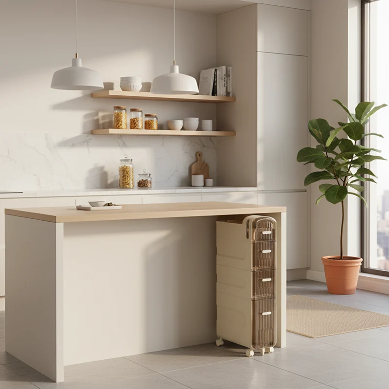 Modern Minimalist Rectangular PP Storage Cabinet 2/3/4-Drawer For Kitchen