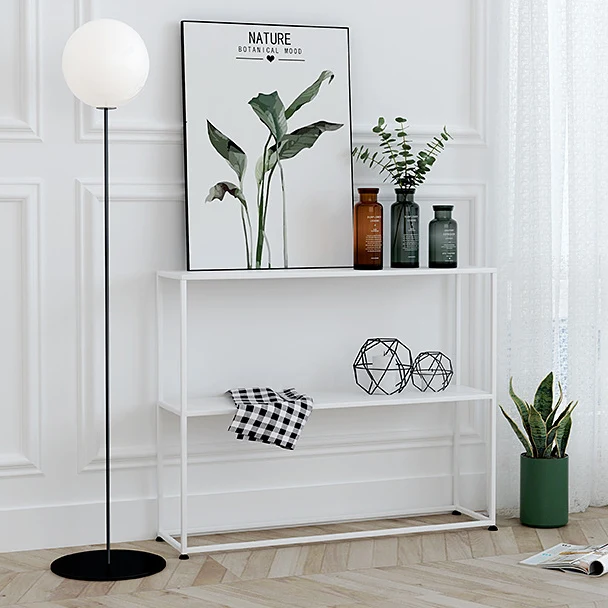 Modern Minimalist Rectangular Iron Bookshelf 2-Tier For Living Room