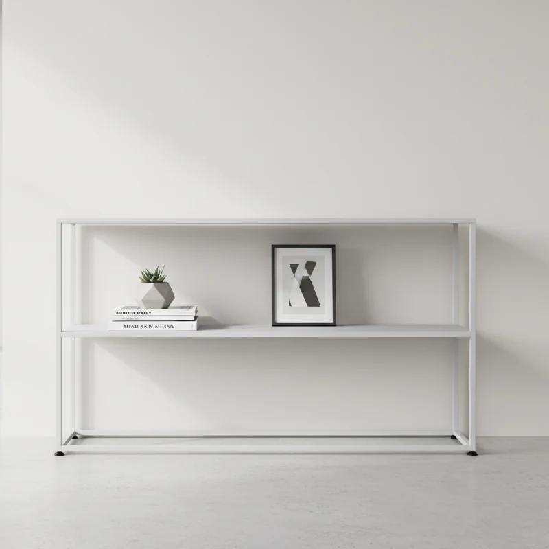 Modern Minimalist Rectangular Iron Bookshelf 2-Tier For Living Room