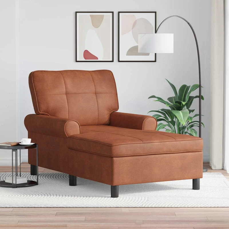 Chaise Lounge Castanho Couro Sintético 91 x 157 x 91 cm