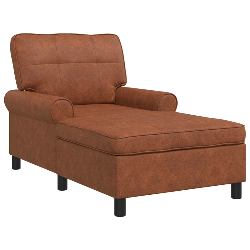 Chaise Lounge Castanho Couro Sintético 91 x 157 x 91 cm