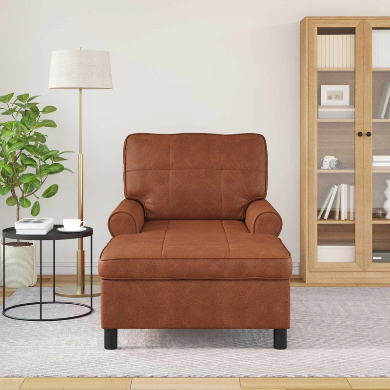Chaise Lounge Castanho Couro Sintético 91 x 157 x 91 cm