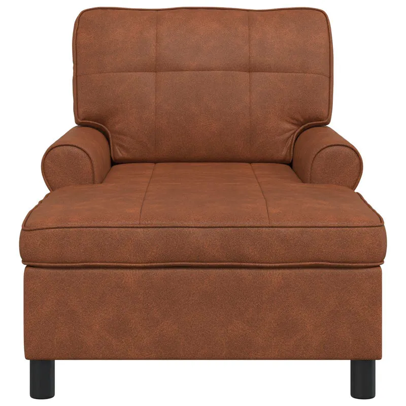 Chaise Lounge Castanho Couro Sintético 91 x 157 x 91 cm