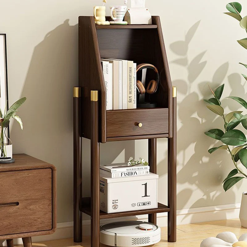 Traditional Vintage Bamboo Fiberboard Multi-functional Storage Sideboard 3/4-Tier Display Rack With Drawer For Home Office