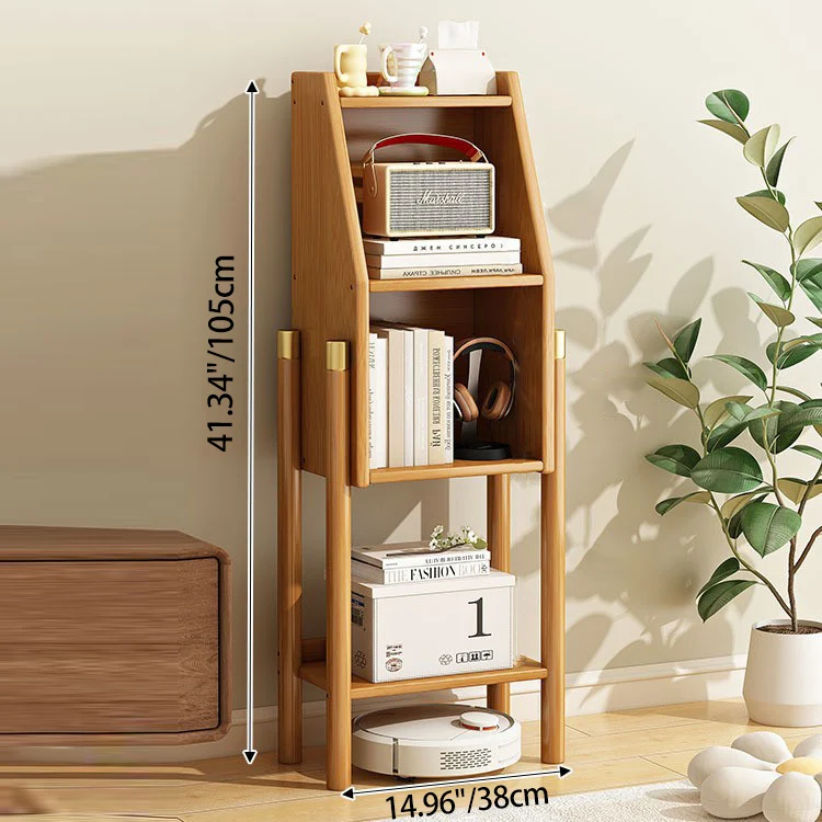 Traditional Vintage Bamboo Fiberboard Multi-functional Storage Sideboard 3/4-Tier Display Rack With Drawer For Home Office