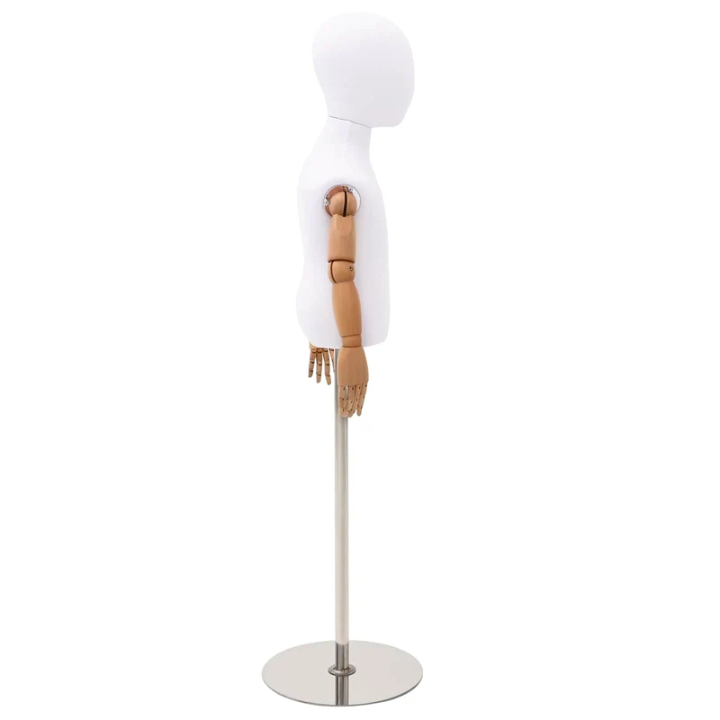 Mannequin Ajustável de 120-157 cm com Base Unisexo PP Branco