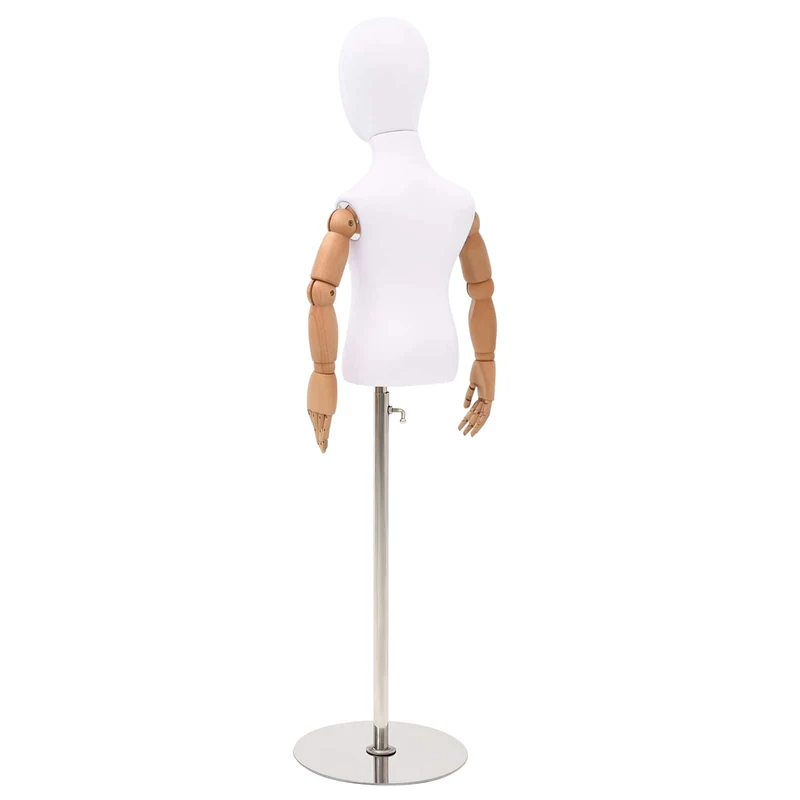 Mannequin Ajustável de 120-157 cm com Base Unisexo PP Branco