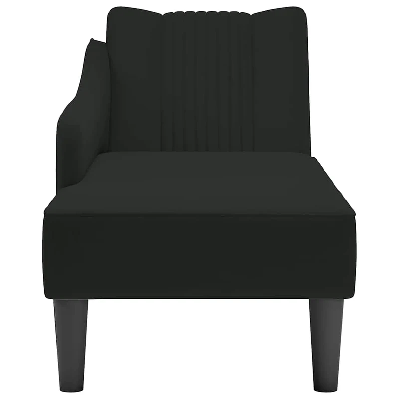 Chaise-longue com apoio de braço direito veludo preto