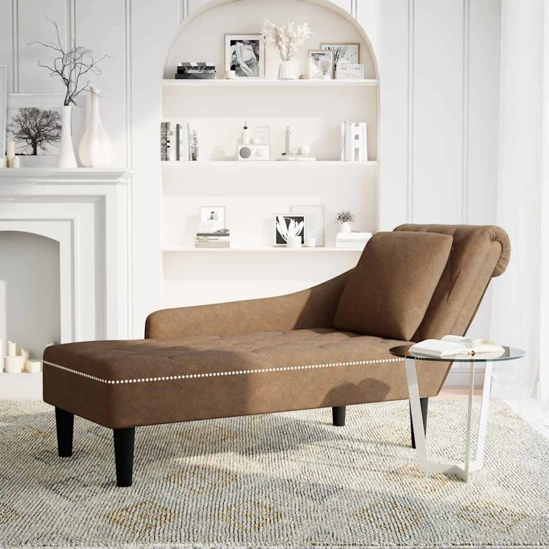 Chaise lounge c/ almofada/apoio braços direito couro artificial