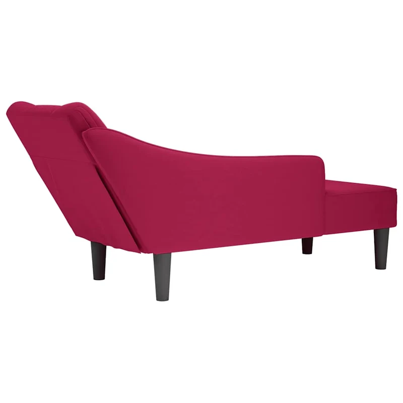 Chaise-longue com apoio de braço direito vinho tinto veludo