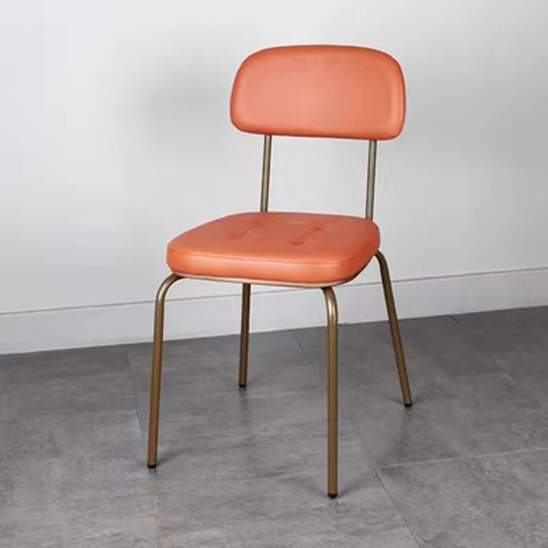 Traditional Vintage Square Cushion Iron PU Leather Sponge Dining Chair Backrest For Dining Room
