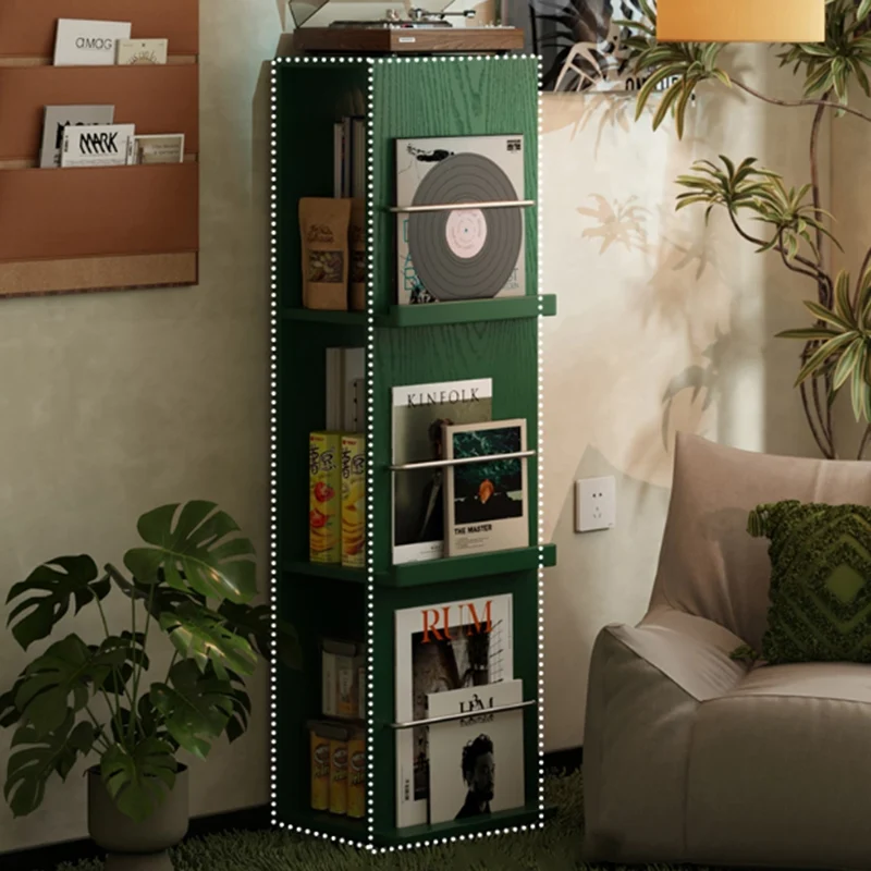 Modern Minimalist Narrow Rectangular Solid Rubberwood Aluminum Alloy Floor-Standing Bookshelf 3-Tier For Study
