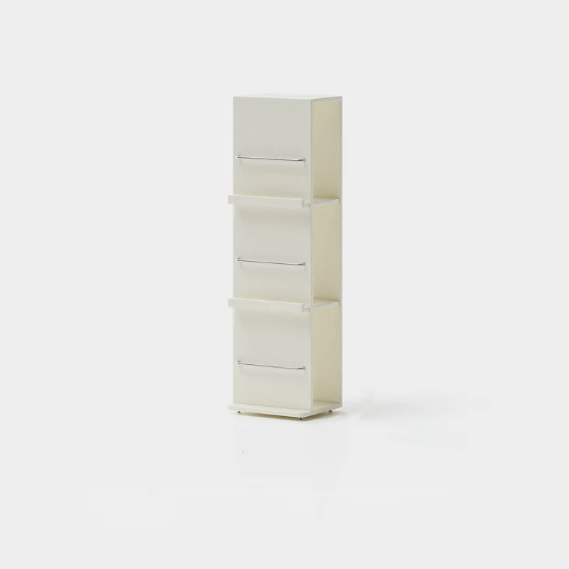 Modern Minimalist Narrow Rectangular Solid Rubberwood Aluminum Alloy Floor-Standing Bookshelf 3-Tier For Study