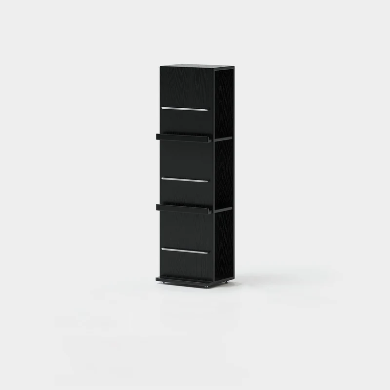 Modern Minimalist Narrow Rectangular Solid Rubberwood Aluminum Alloy Floor-Standing Bookshelf 3-Tier For Study