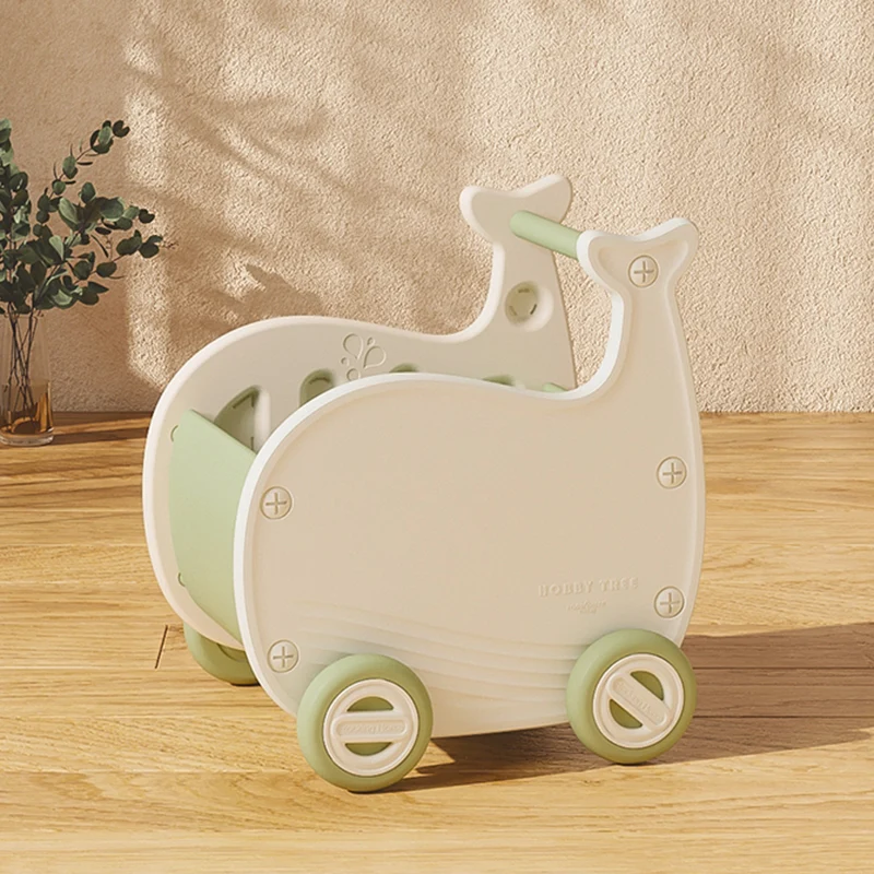Contemporary Creative Whale-Shaped Eco-Friendly HDPE Movable Kids Storage Cabinet 1-Storage For Living Room & Bedroom