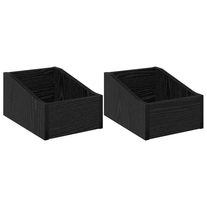 Caixa de Discos LP 2 unid. Carvalho Preto 23 x 33 x 16 cm