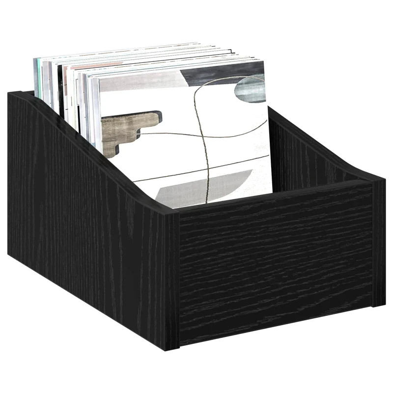 Caixa de Discos LP 2 unid. Carvalho Preto 23 x 33 x 16 cm