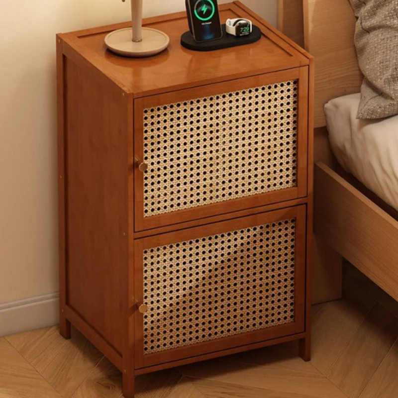 Modern Minimalist Bamboo MDF Acrylic Faux Rattan Rectangular Storage Cabinet 1/2/3-Cabinets For Bedroom
