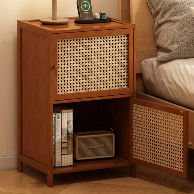 Modern Minimalist Bamboo MDF Acrylic Faux Rattan Rectangular Storage Cabinet 1/2/3-Cabinets For Bedroom