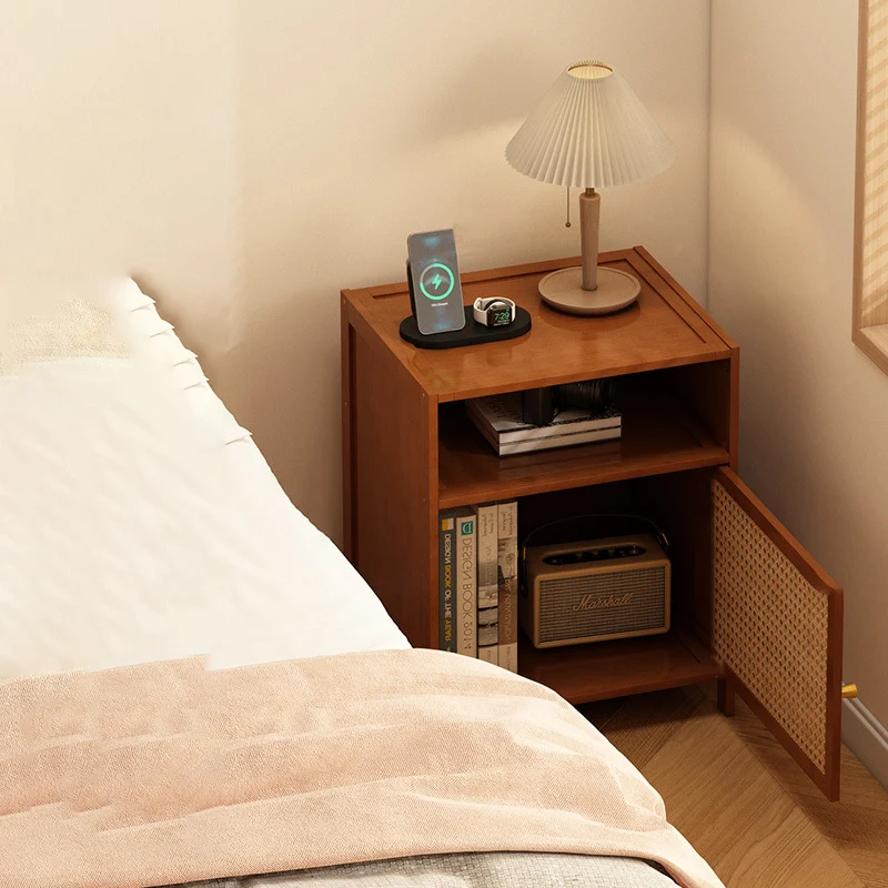 Modern Minimalist Bamboo MDF Acrylic Faux Rattan Rectangular Storage Cabinet 1/2/3-Cabinets For Bedroom